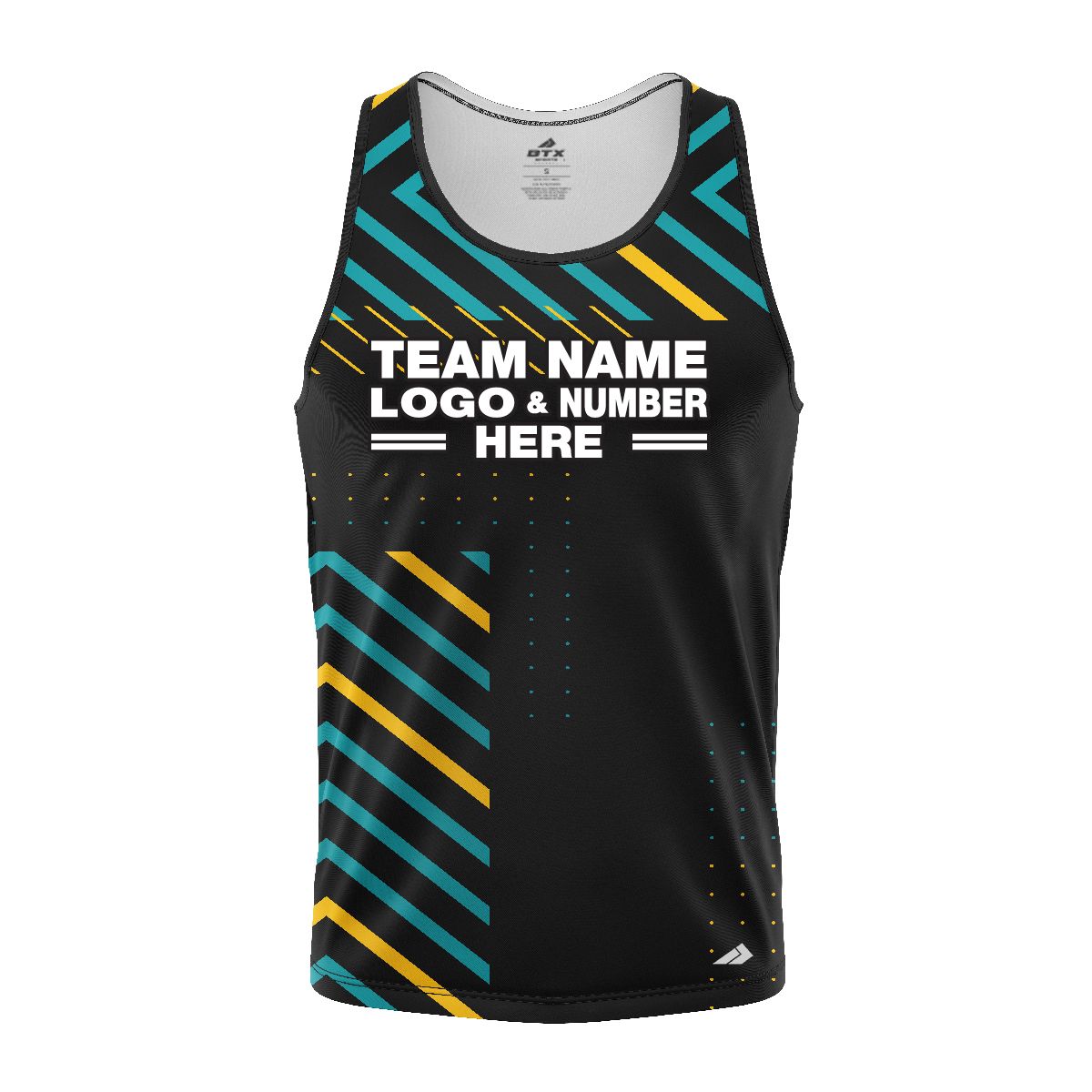 Custom Fully Sublimated Peaks Pattern Black Yellow Teal Performance Tank Top 24641