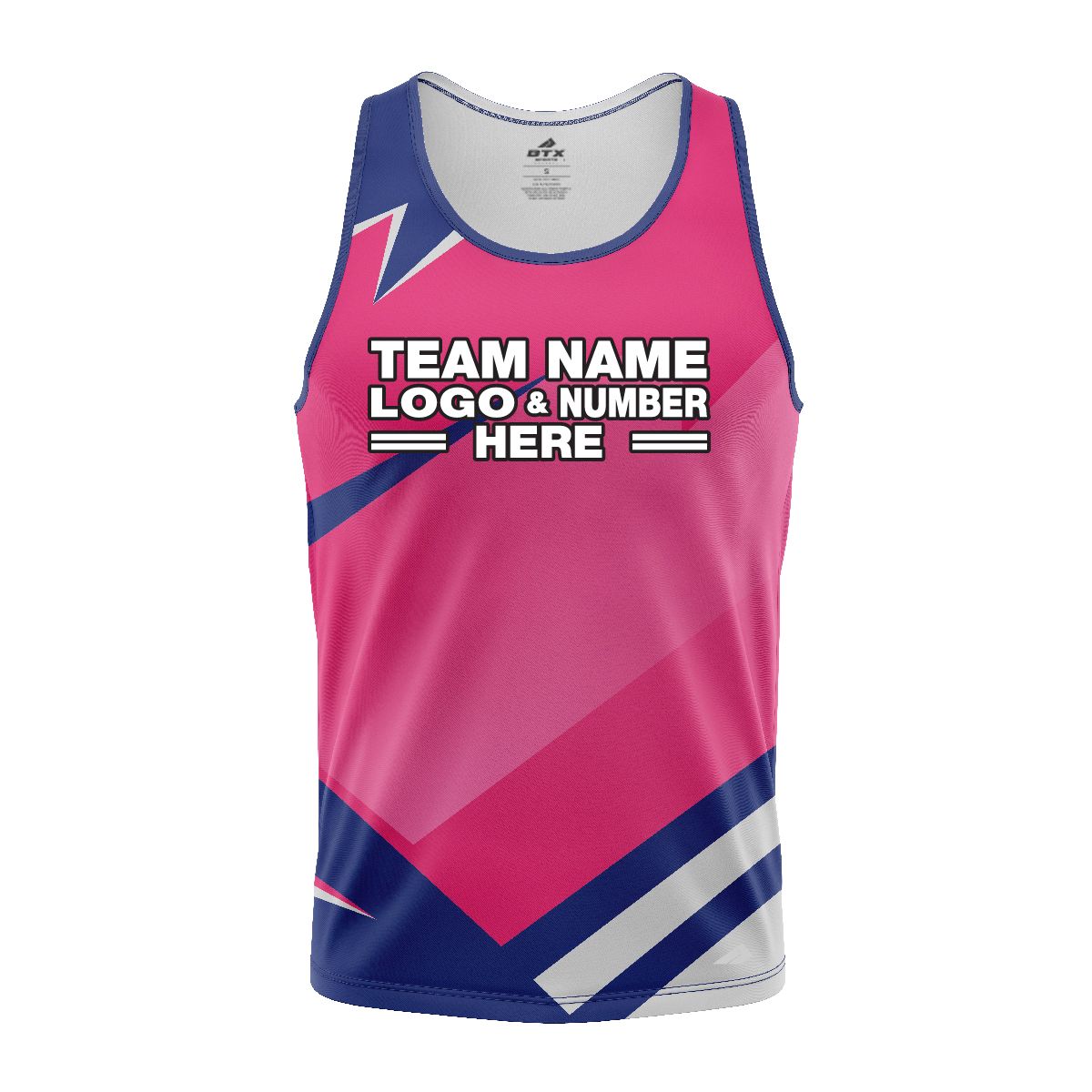 Custom Fully Sublimated Modern Pattern Blue Pink Performance Tank Top 24653