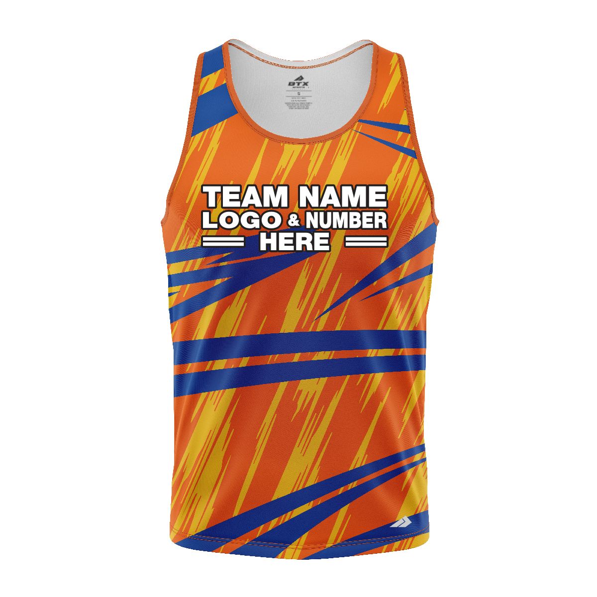 Custom Fully Sublimated Ripped Pattern Orange Blue Yellow Performance Tank Top 24711