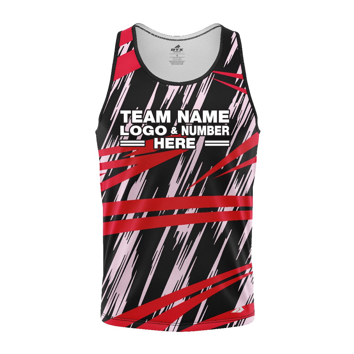 Custom Fully Sublimated Ripped Pattern Black Pink Red Performance Tank Top 24739