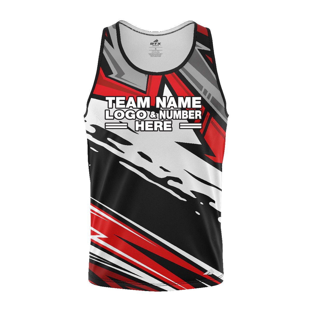 Custom Fully Sublimated Energetic Pattern Black Gray Red Performance Tank Top 24819