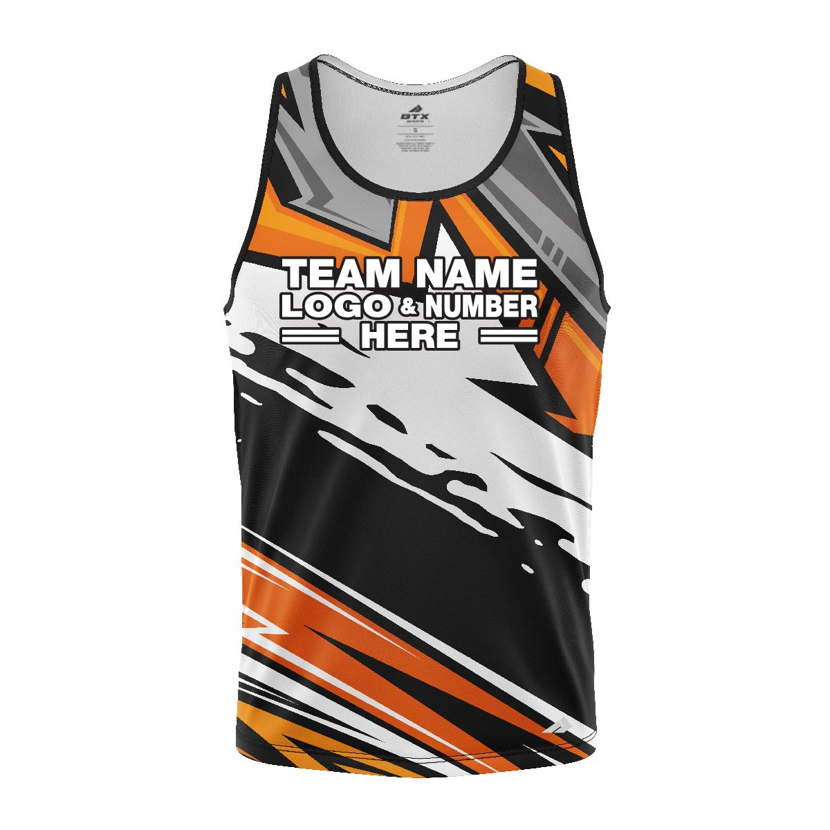 Custom Fully Sublimated Energetic Pattern Black Gray Orange Performance Tank Top 24833