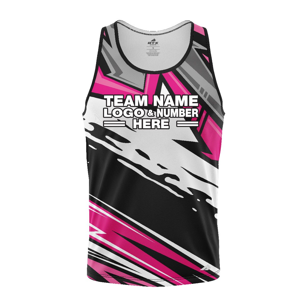 Custom Fully Sublimated Energetic Pattern Black Gray Pink Performance Tank Top 24837