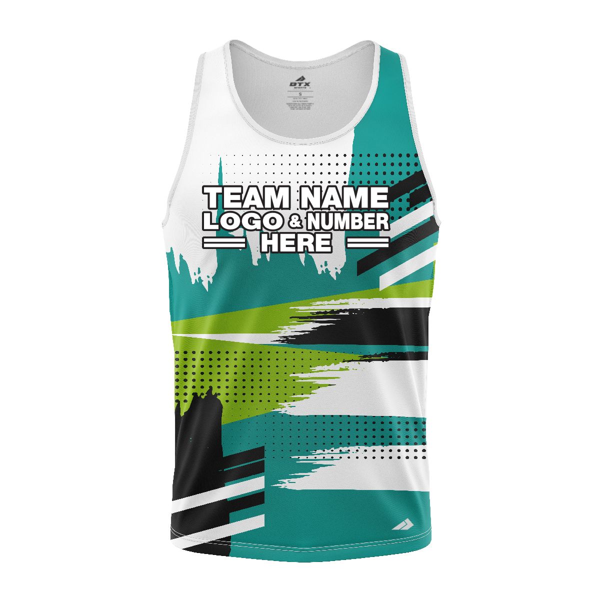 Custom Fully Sublimated Landscape Pattern White Black Teal Green Performance Tank Top 24841