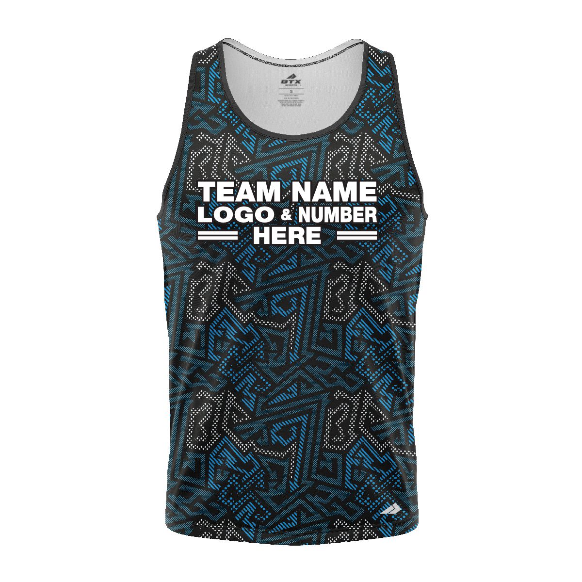 Custom Fully Sublimated Psychedelic Pattern Black Gray Blue Performance Tank Top 24861