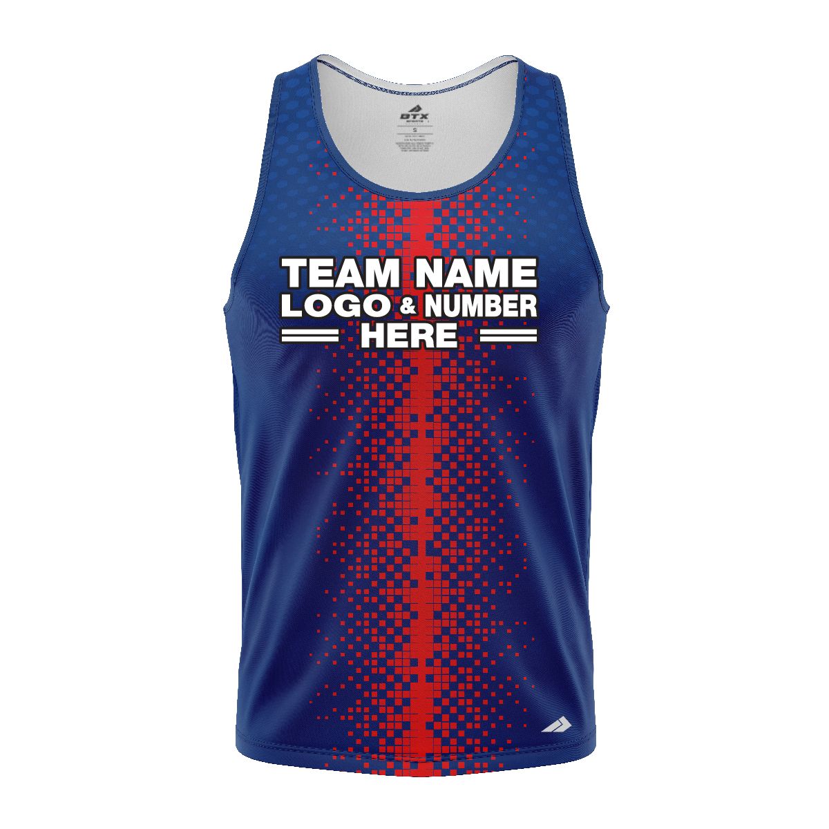 Custom Fully Sublimated Pixel Stripe Pattern Blue Red Performance Tank Top 24869