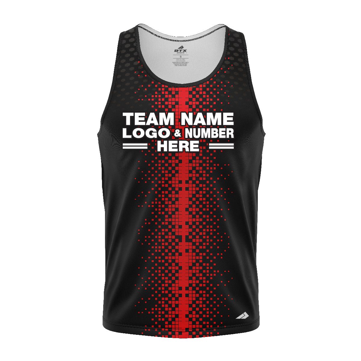 Custom Fully Sublimated Pixel Stripe Pattern Black Red Performance Tank Top 24873