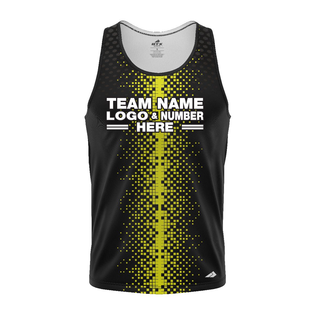 Custom Fully Sublimated Pixel Stripe Pattern Black Yellow Performance Tank Top 24877