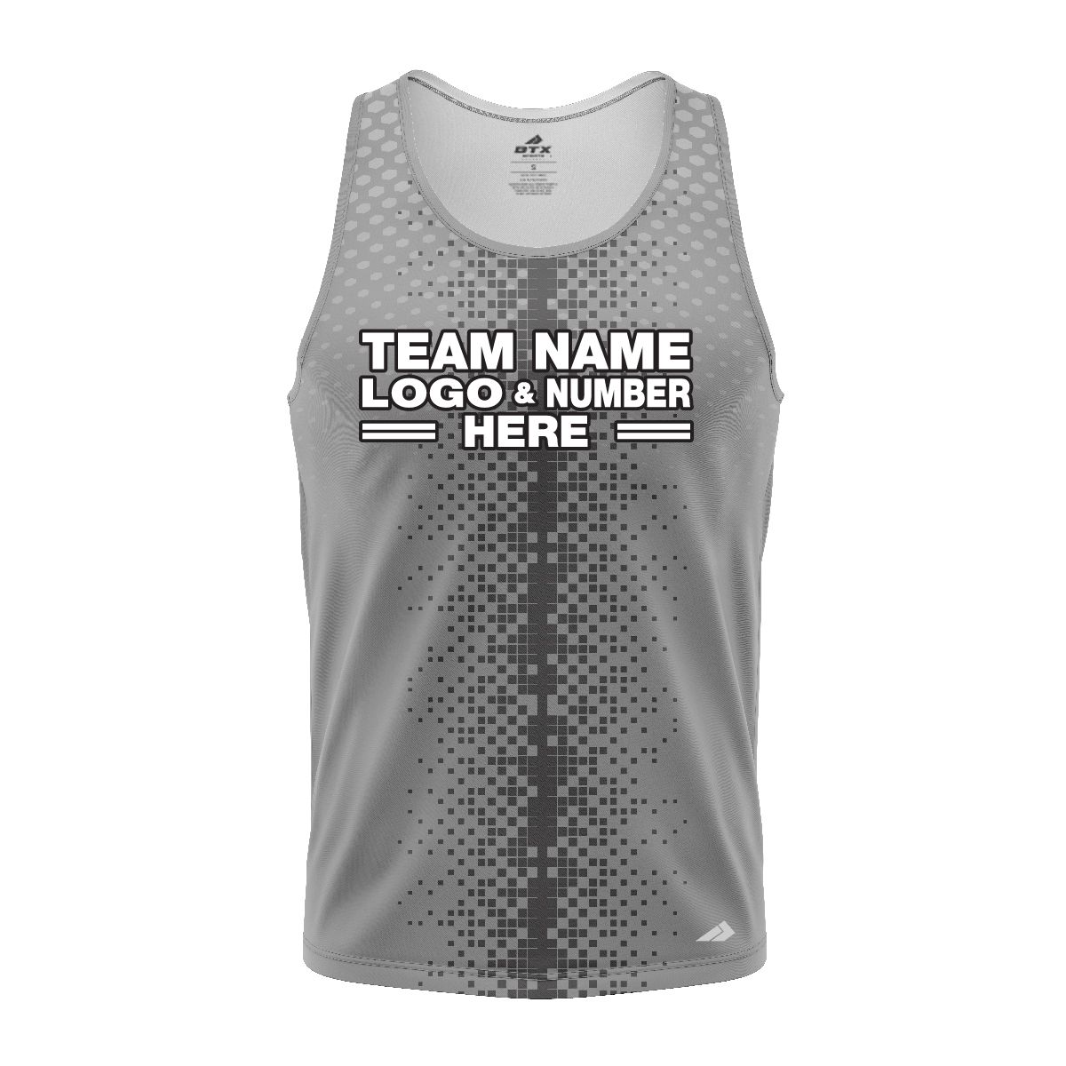 Custom Fully Sublimated Pixel Stripe Pattern Black Gray Performance Tank Top 24881