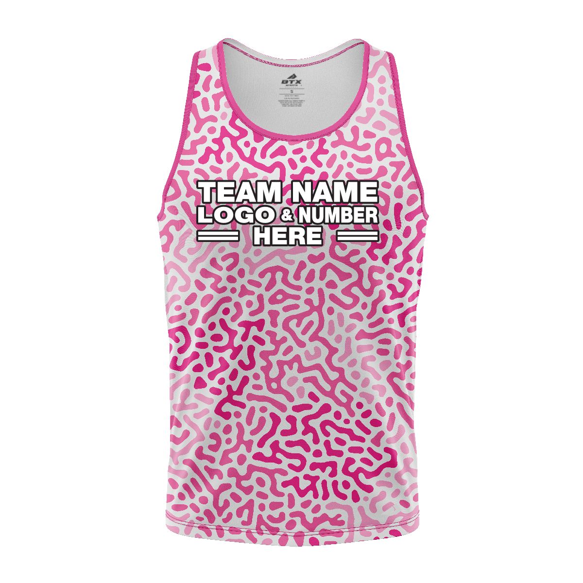 Custom Fully Sublimated Monochrome Maze Pattern Pink Performance Tank Top 24893