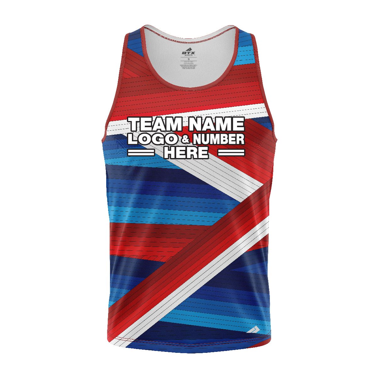 Custom Fully Sublimated Wrapped Lines Pattern Blue Red Performance Tank Top 24901