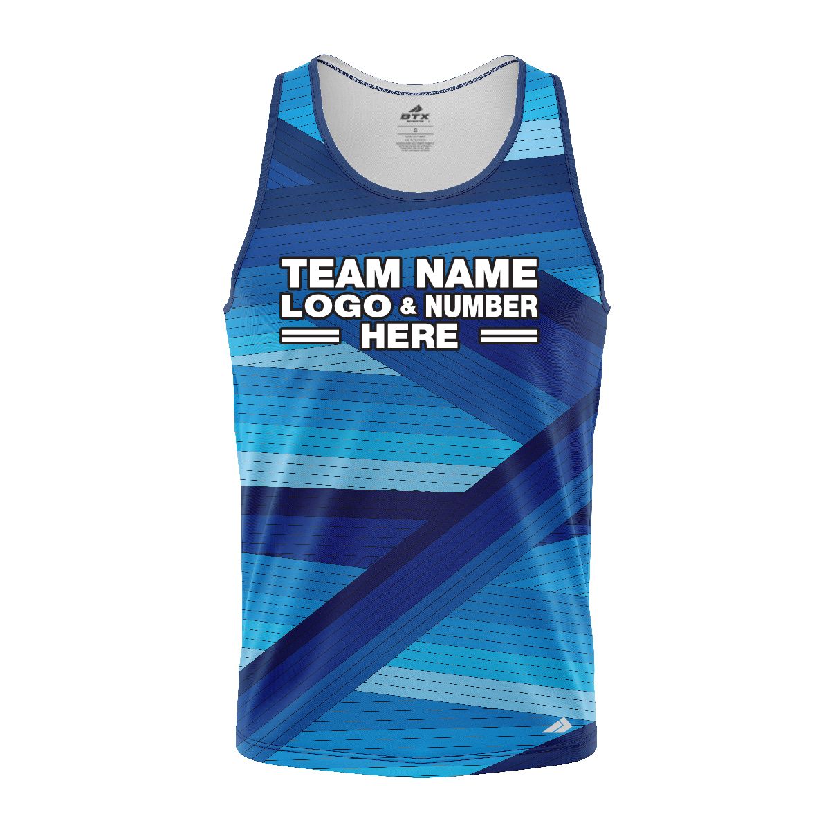 Custom Fully Sublimated Wrapped Lines Pattern Blues Performance Tank Top 24905