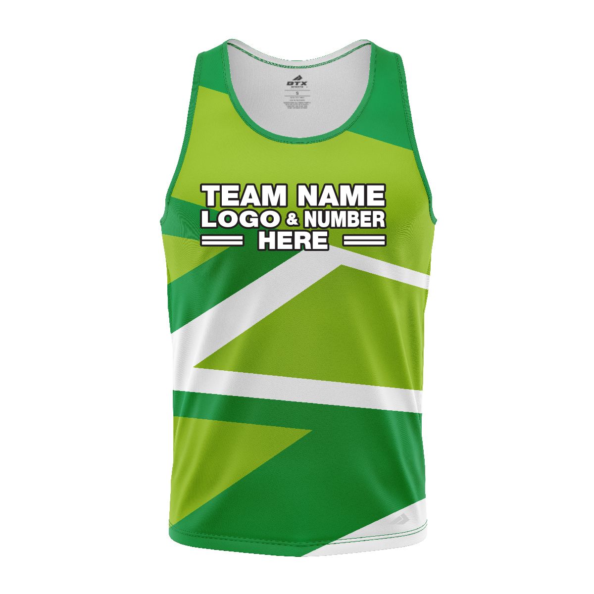 Custom Fully Sublimated Intricate Lines Pattern Green White Performance Tank Top 24917