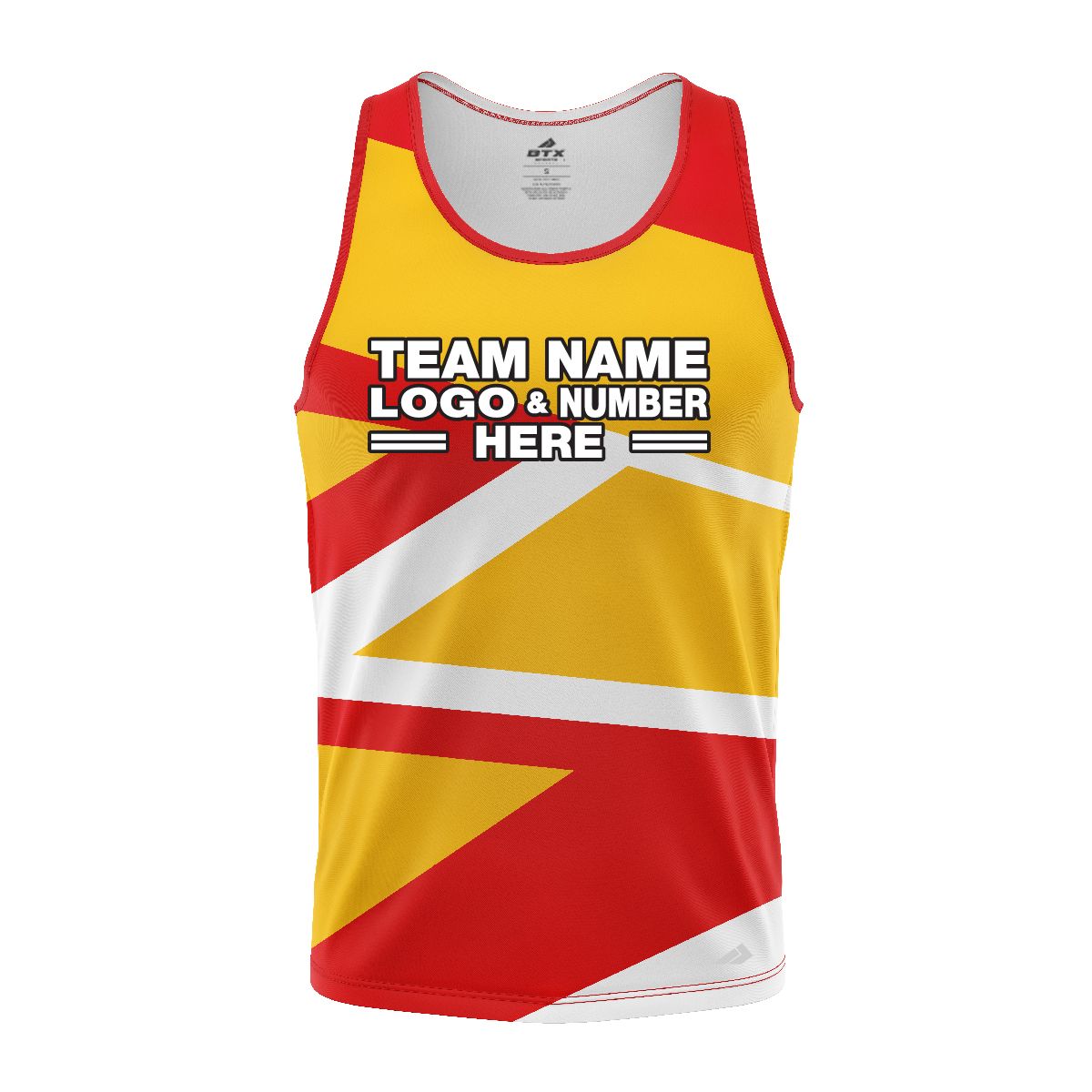 Custom Fully Sublimated Intricate Lines Pattern Yellow Red Performance Tank Top 24925