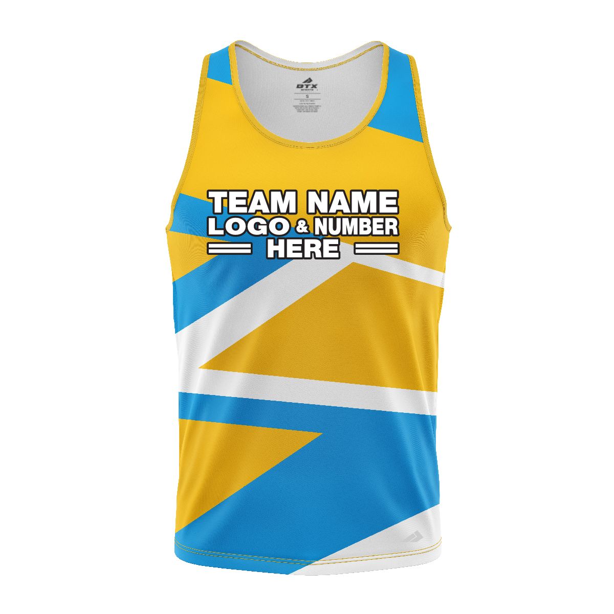 Custom Fully Sublimated Intricate Lines Pattern Yellow SkyBlue Performance Tank Top 24929