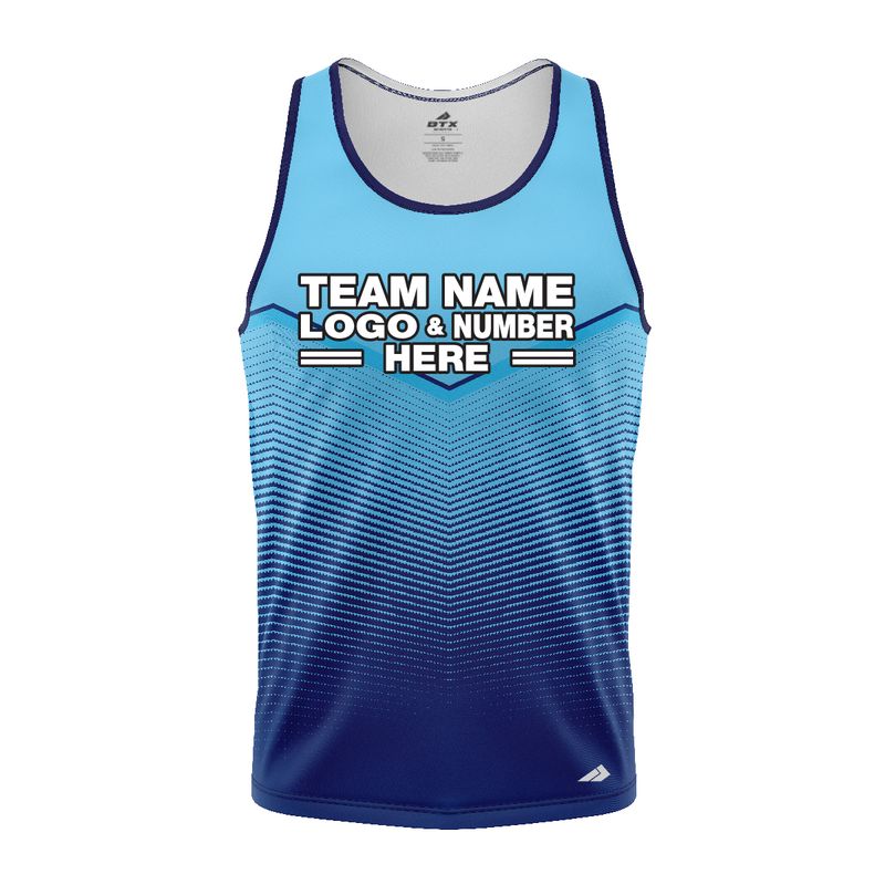 Custom Fully Sublimated Bold  Pattern Blue Performance Tank Top 24937