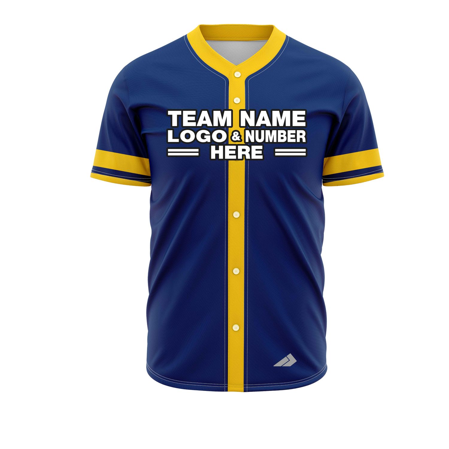 Custom Fully Sublimated Elegant Ten Pattern Blue Yellow Performance Baseball Softball Full Buttons Jersey 25025