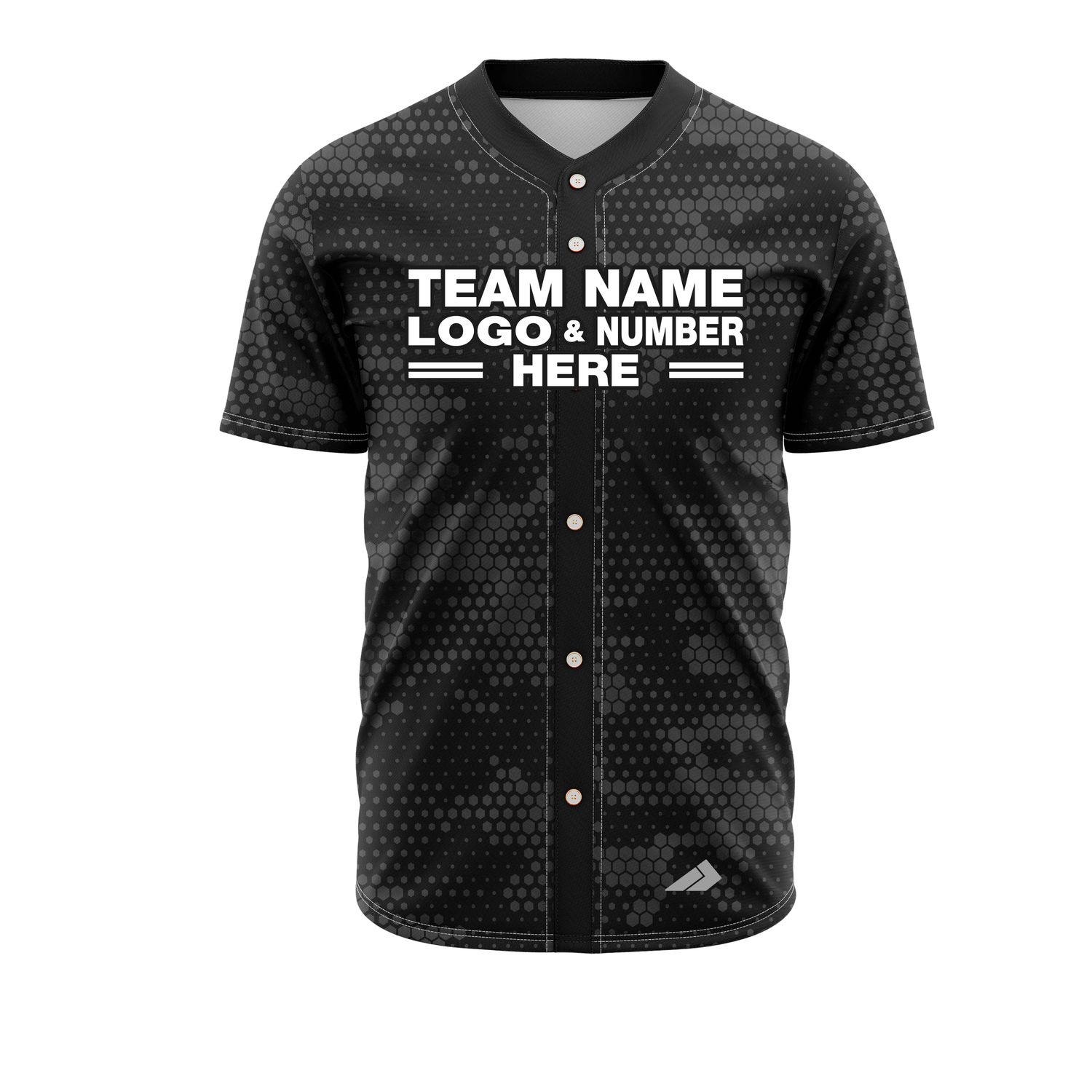 Custom Fully Sublimated Digital Camo Two Pattern Black Gray Performance Baseball Softball Full Buttons Jersey 25050