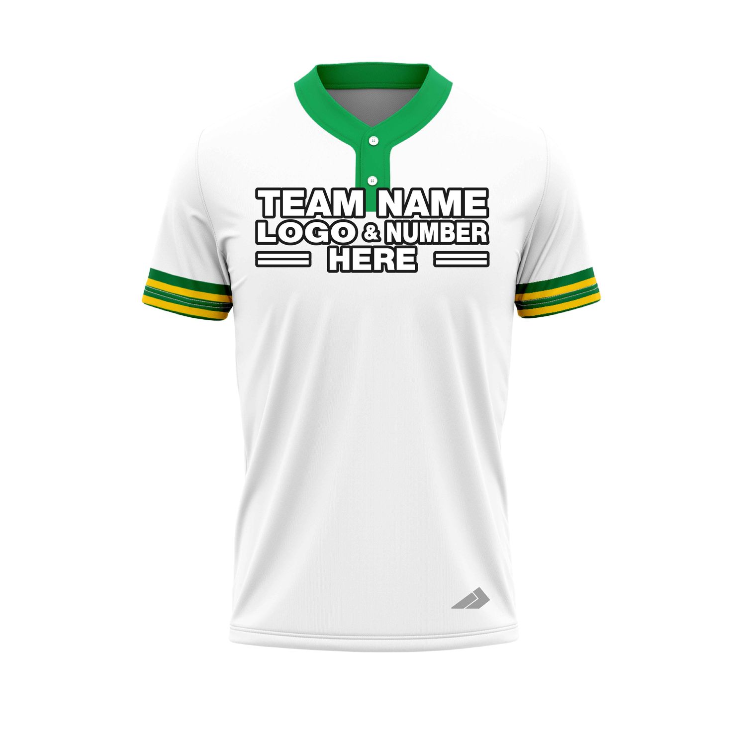 Custom Fully Sublimated Elegant Three Pattern White Yellow Green Performance Baseball Softball Two Buttons Jersey 25060