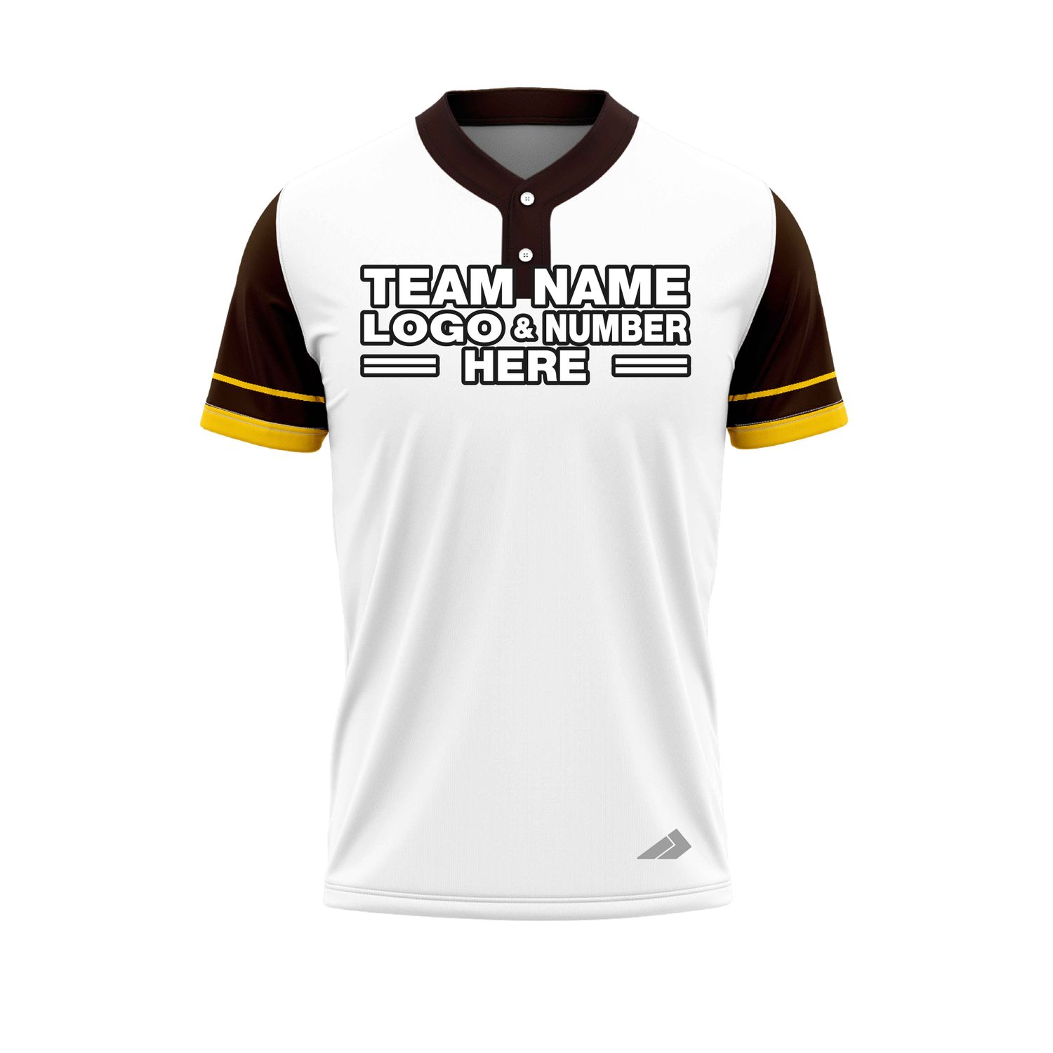 Custom Fully Sublimated Elegant Four Pattern White Yellow Black Performance Baseball Softball Two Buttons Jersey 25061