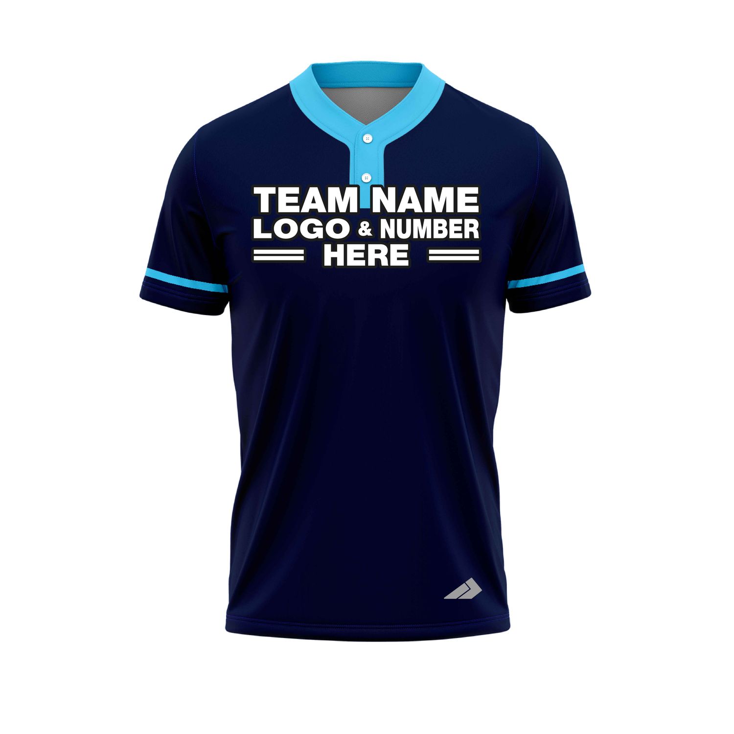 Custom Fully Sublimated Elegant Six Pattern Dark Blue SkyBlue Performance Baseball Softball Two Buttons Jersey 25064