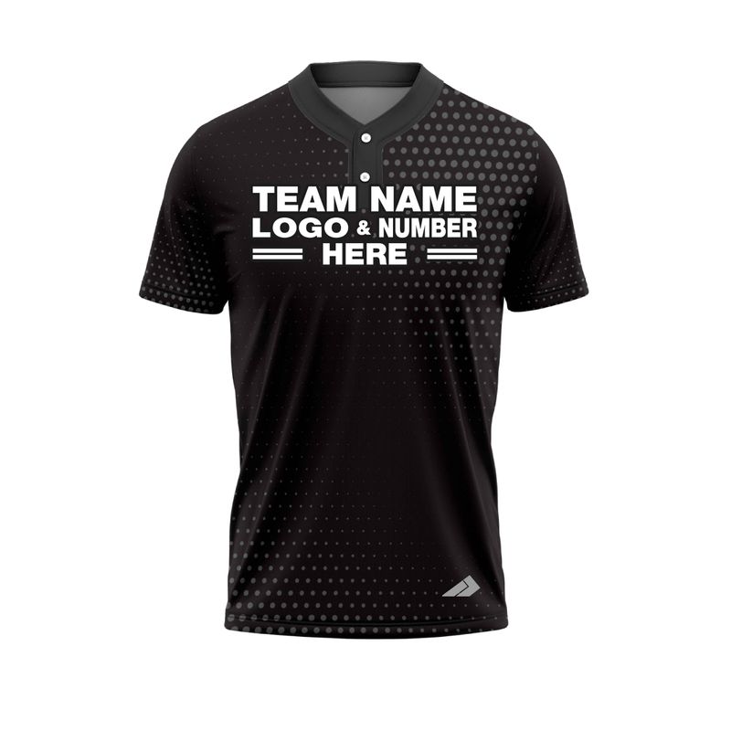 Custom Fully Sublimated Dots Pattern Black Gray Performance Baseball Softball Two Buttons Jersey 25065