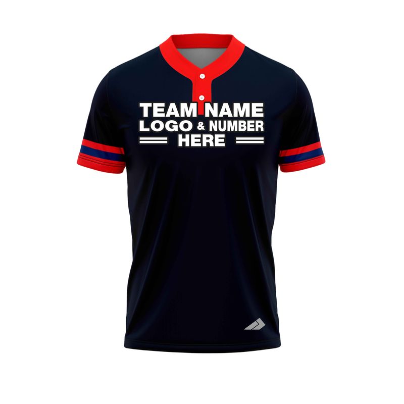 Custom Fully Sublimated Elegant Nine Pattern Dark Blue Red Performance Baseball Softball Two Buttons Jersey 25069
