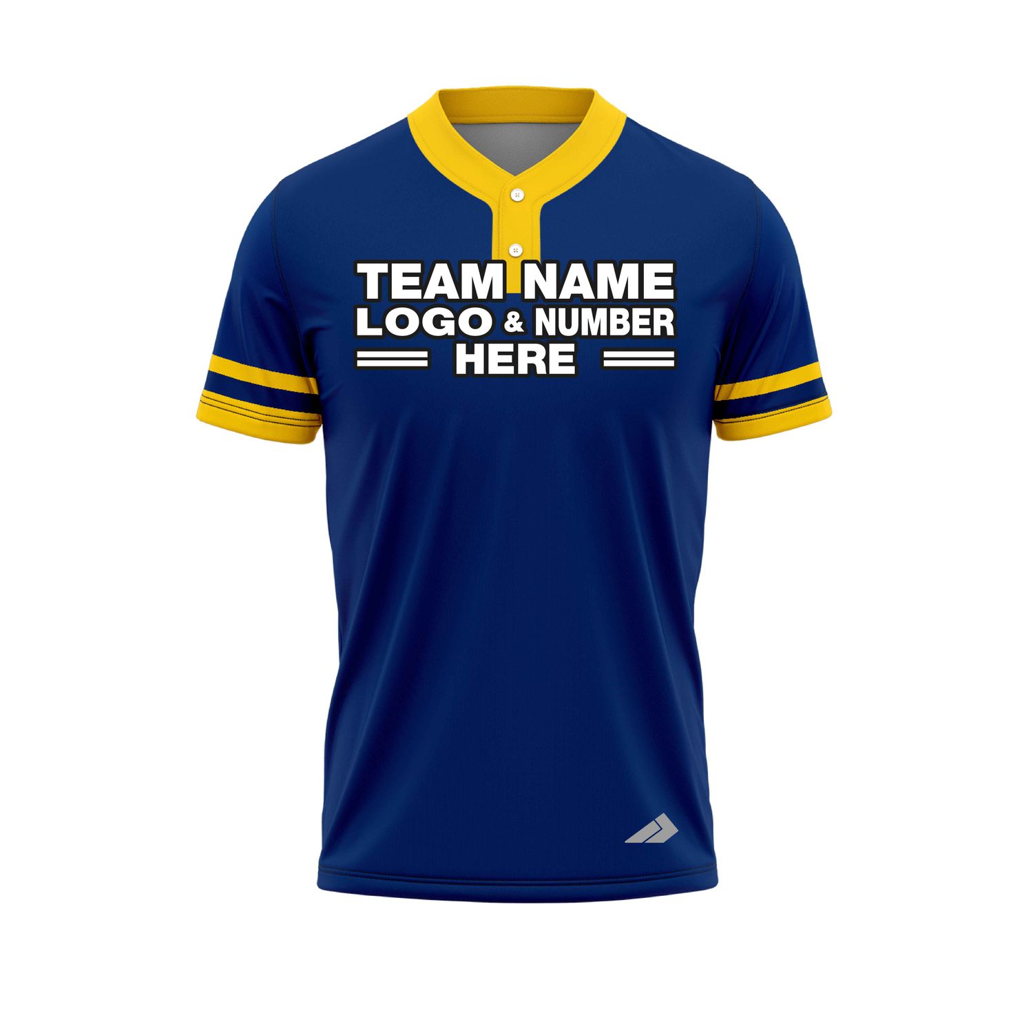 Custom Fully Sublimated Elegant Ten Pattern Blue Yellow Performance Baseball Softball Two Buttons Jersey 25070