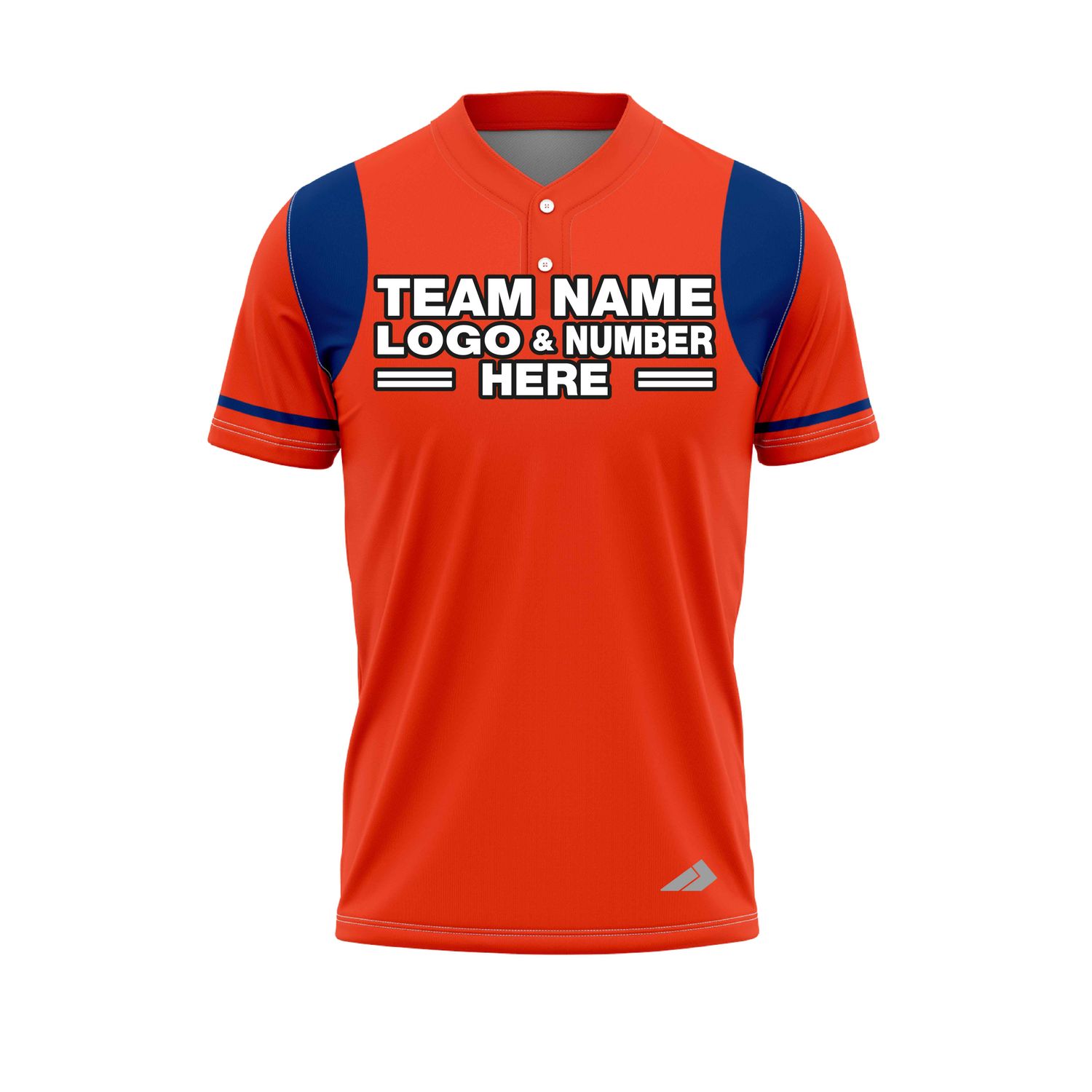 Custom Fully Sublimated Unique Six Pattern Orange Blue Performance Baseball Softball Two Buttons Jersey 25074