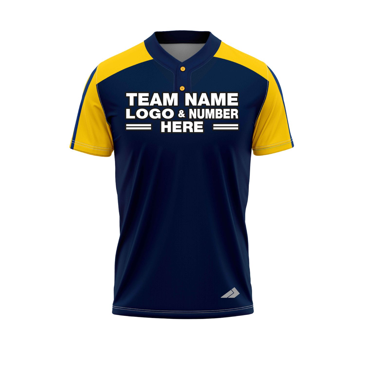 Custom Fully Sublimated Radiant Pattern Dark Blue Yellow Performance Baseball Softball Two Buttons Jersey 25079