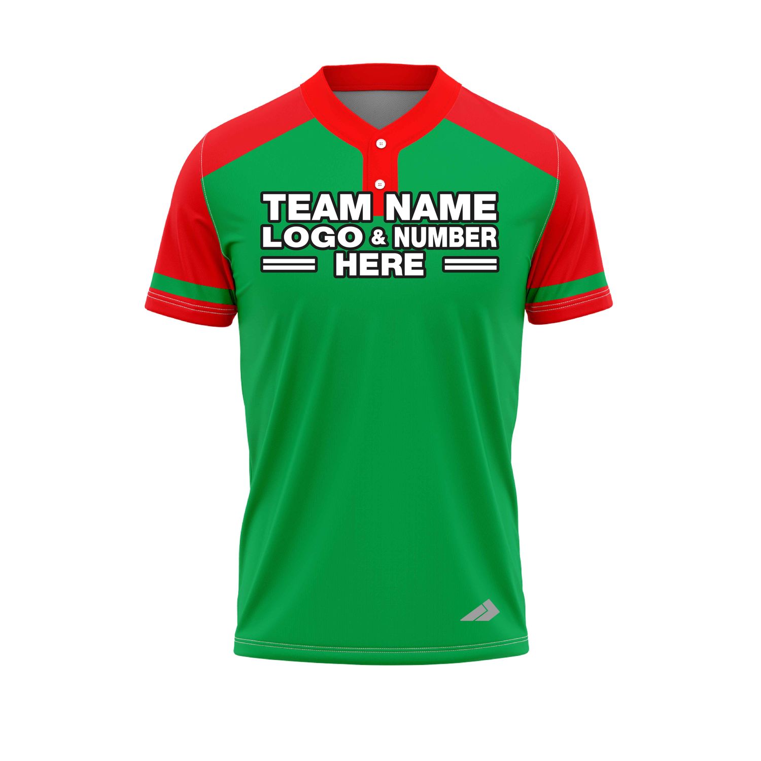 Custom Fully Sublimated Radiant Five Pattern Green Red Performance Baseball Softball Two Buttons Jersey 25082