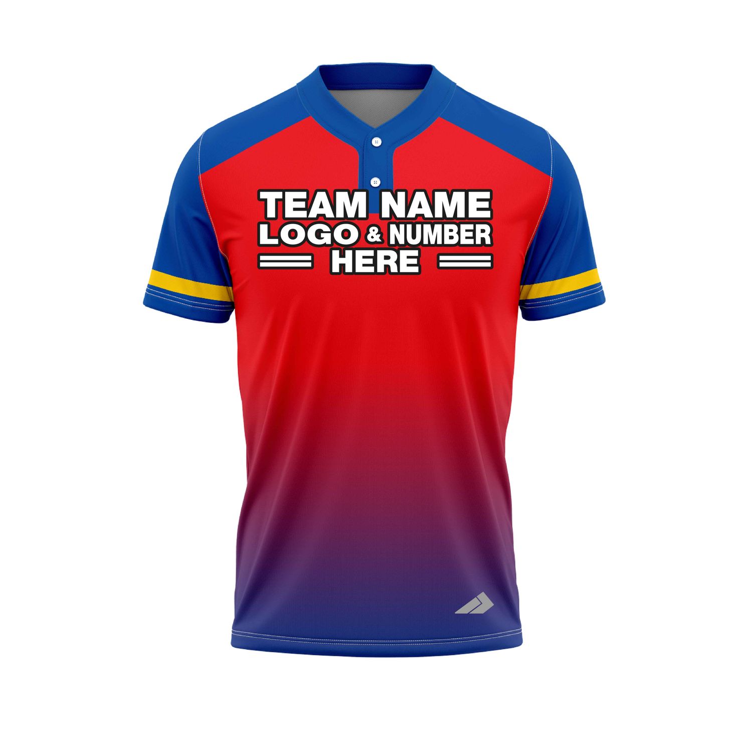 Custom Fully Sublimated Faded from the Bottom Three Pattern Red Blue Yellow Performance Baseball Softball Two Buttons Jersey 25090