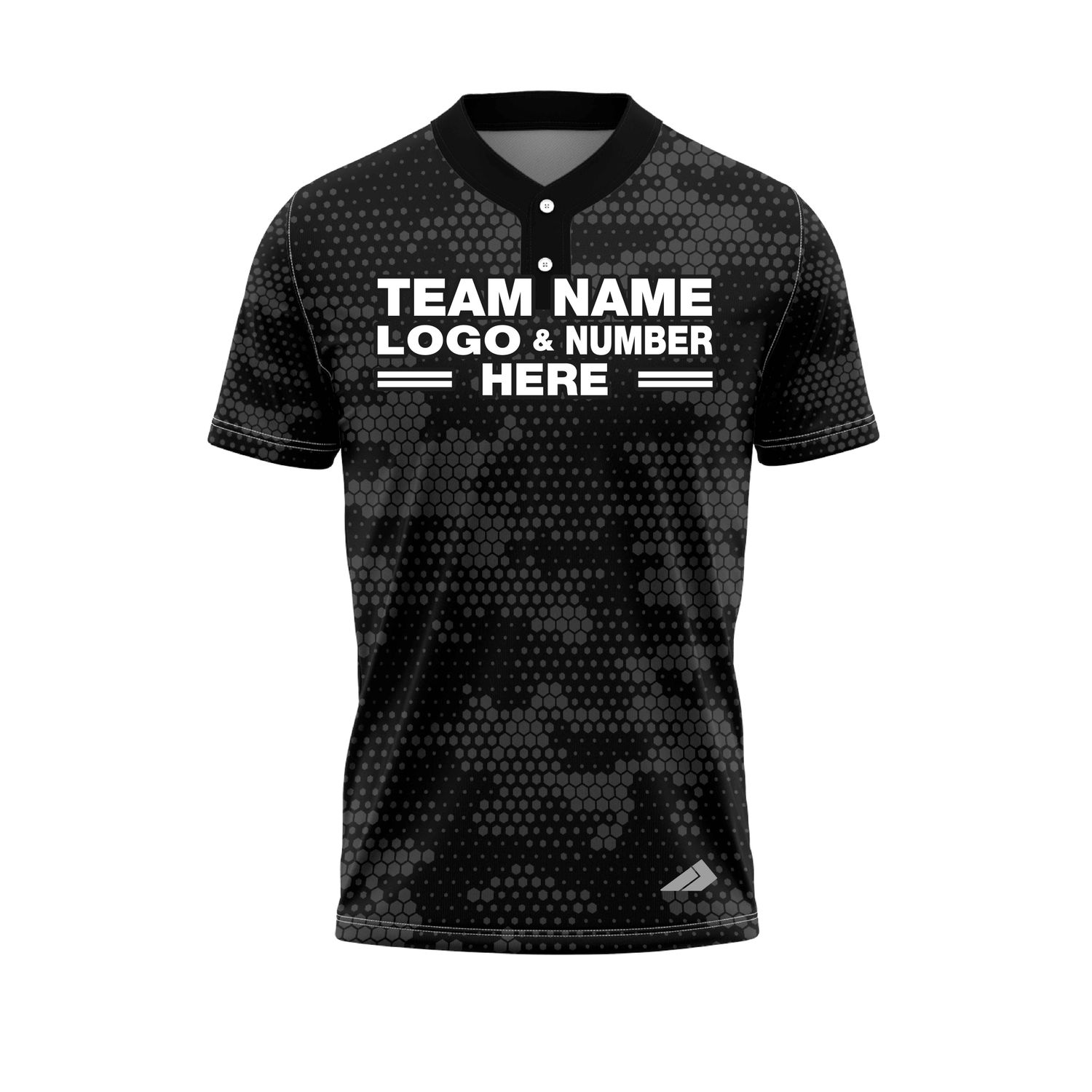 Custom Fully Sublimated Digital Camo Two Pattern Black Gray Performance Baseball Softball Two Buttons Jersey 25092