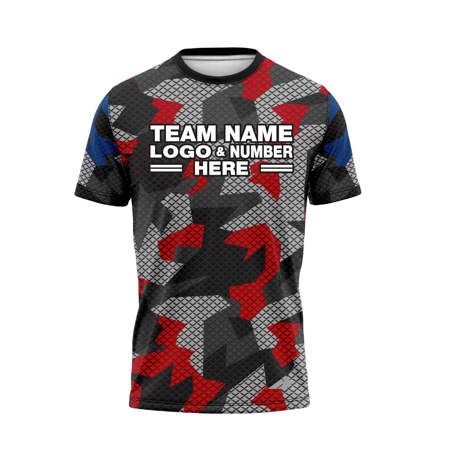 Custom Fully Sublimated Exotic Pattern Black Gray Red Blue Performance Baseball Softball Jersey 25093