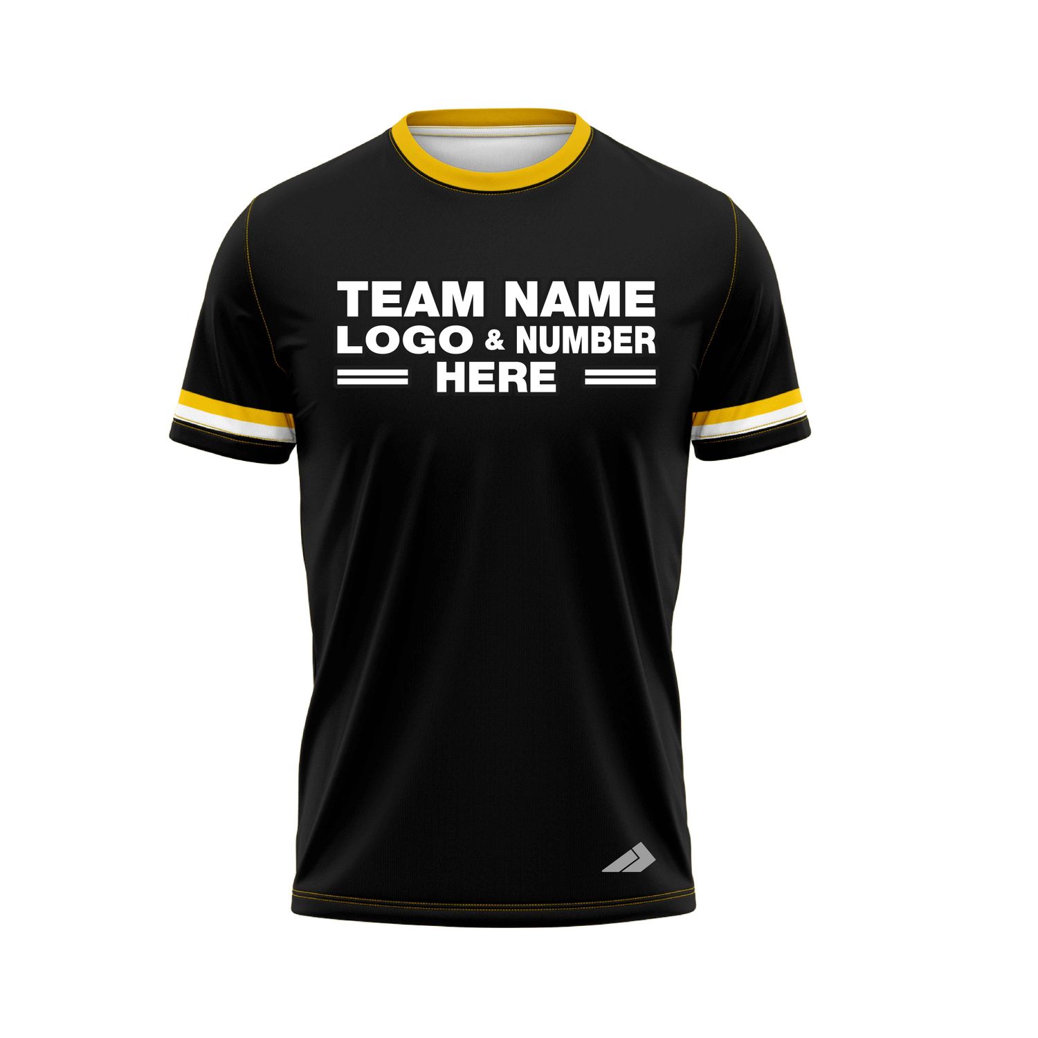 Custom Fully Sublimated Solid Five Pattern Black Yellow White Performance Baseball Softball Jersey 25097