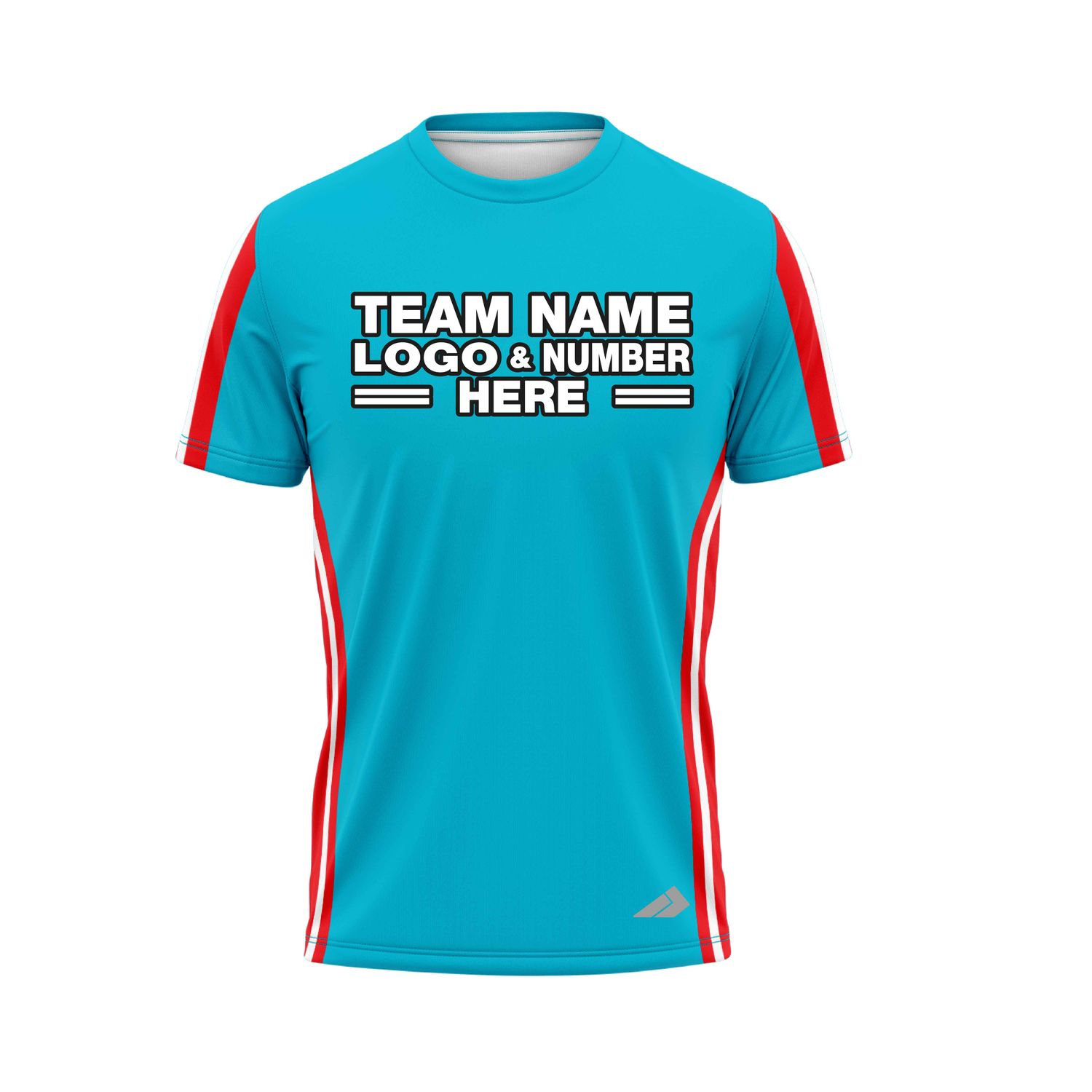 Custom Fully Sublimated Three Stripes Waist Pattern SkyBlue Red White Performance Baseball Softball Jersey 25099
