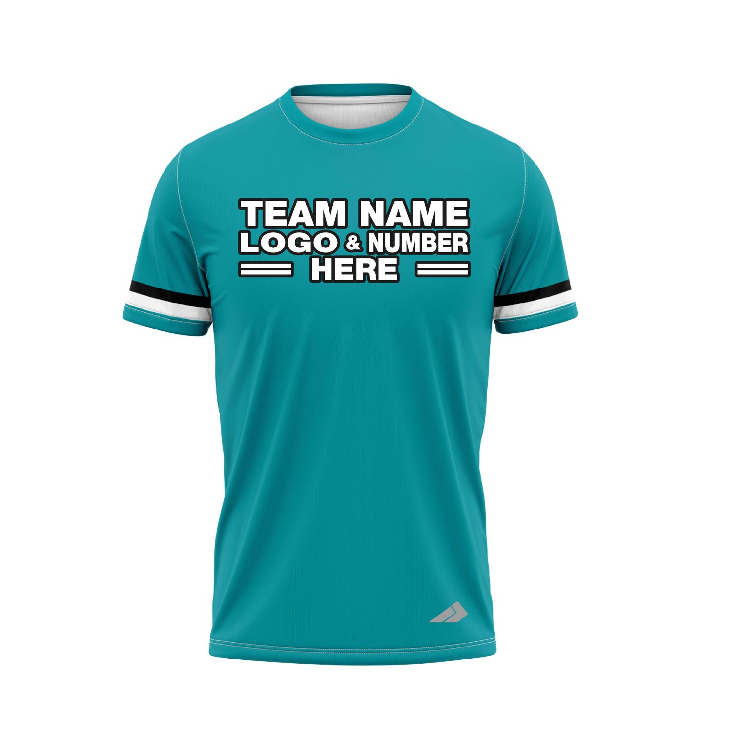 Custom Fully Sublimated Horizontal Stripes on Sleeves Three Pattern Teal White Black Performance Baseball Softball Jersey 25118