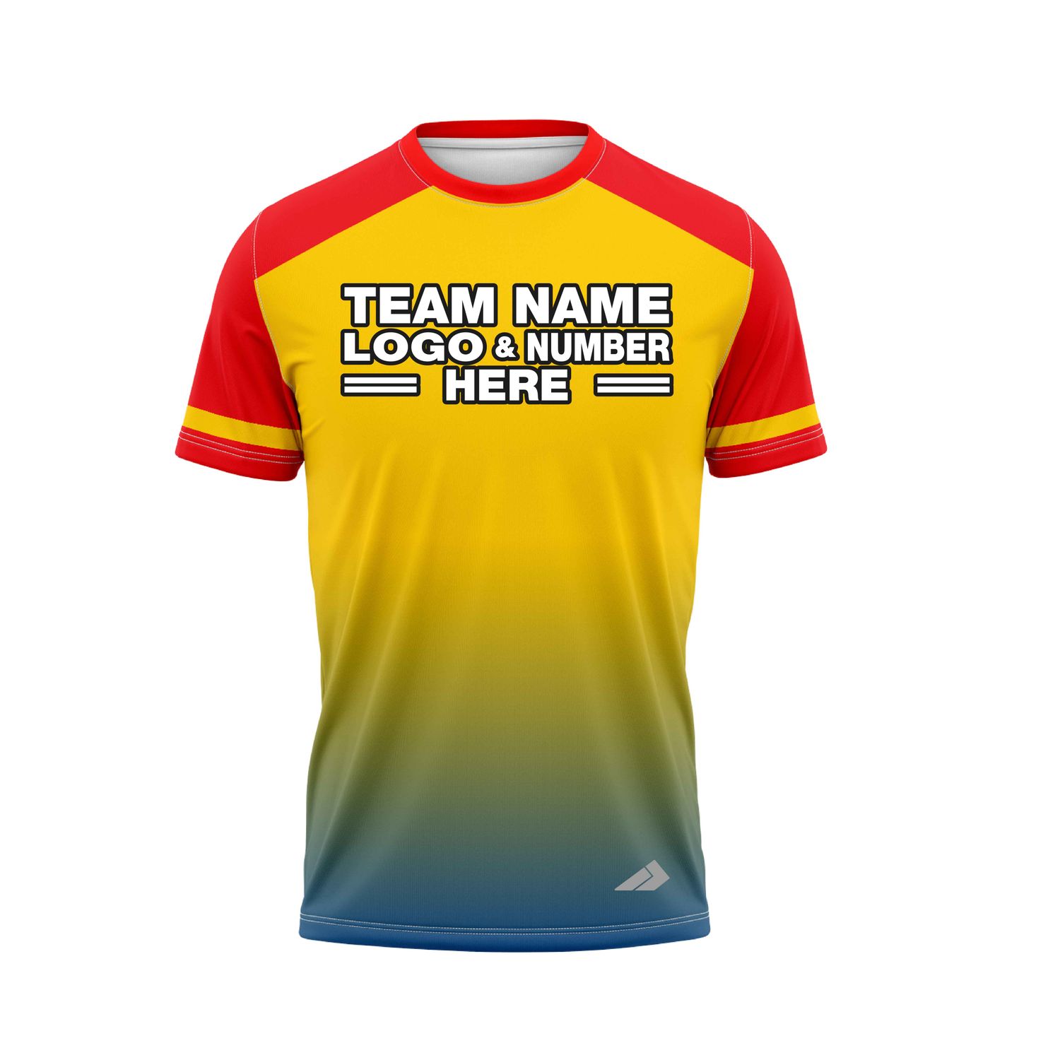 Custom Fully Sublimated Faded from the Bottom Two Pattern Yellow Red Blue Performance Baseball Softball Jersey 25129