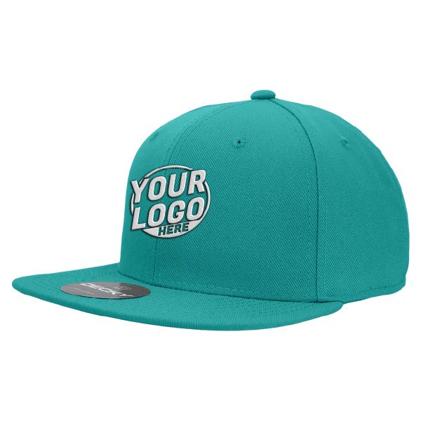 RP1 Baseball 6 Panel High Profile Structured Acrylic / Polyester Flat Bill Fitted Aqua Hat 00143