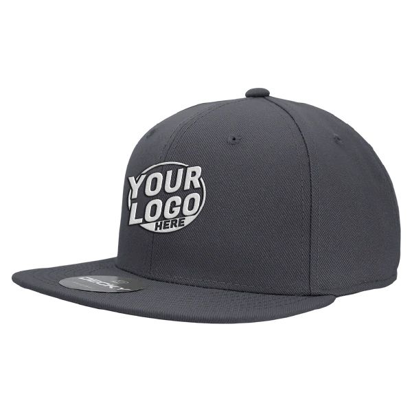 RP1 Baseball 6 Panel High Profile Structured Acrylic / Polyester Flat Bill Fitted Charcoal Hat 00155