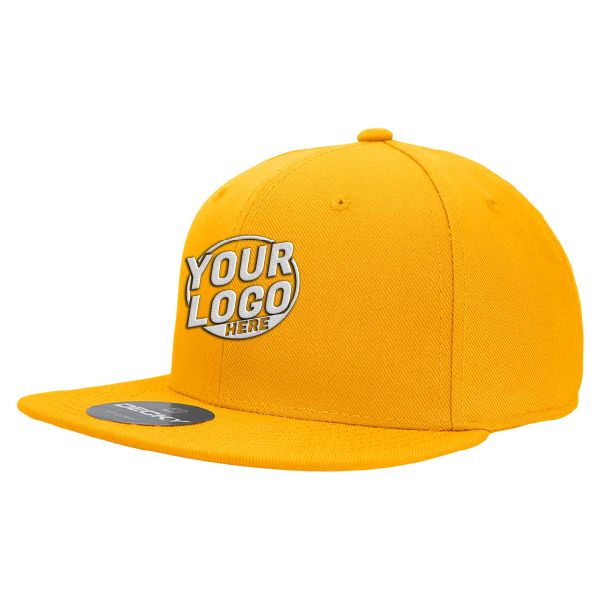 RP1 Baseball 6 Panel High Profile Structured Acrylic / Polyester Flat Bill Fitted Gold Hat 00157