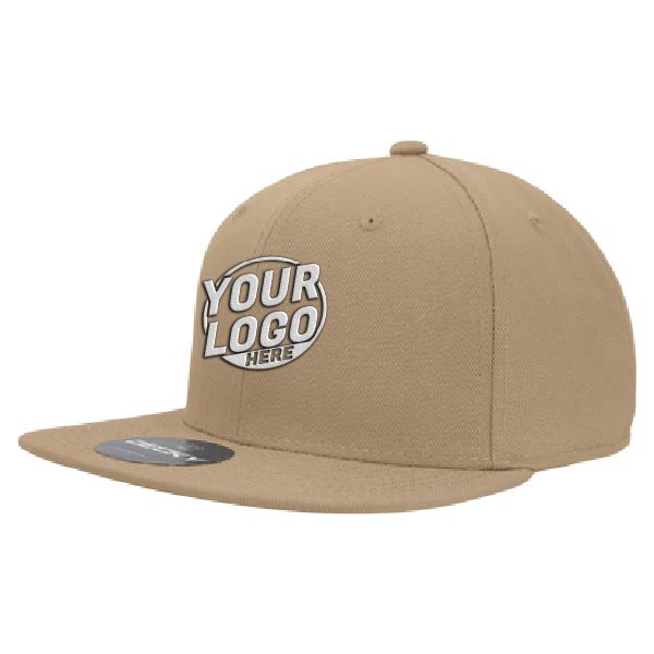 RP1 Baseball 6 Panel High Profile Structured Acrylic / Polyester Flat Bill Fitted Khaki Hat 165