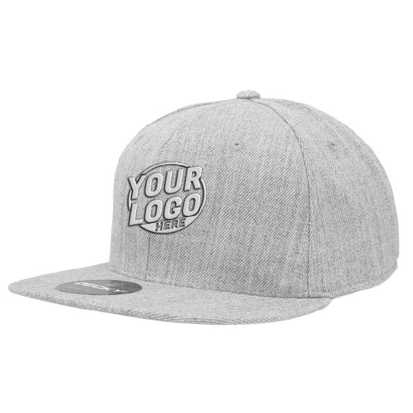 RP1 Baseball 6 Panel High Profile Structured Acrylic / Polyester Flat Bill Fitted Heather Gray Hat 00161