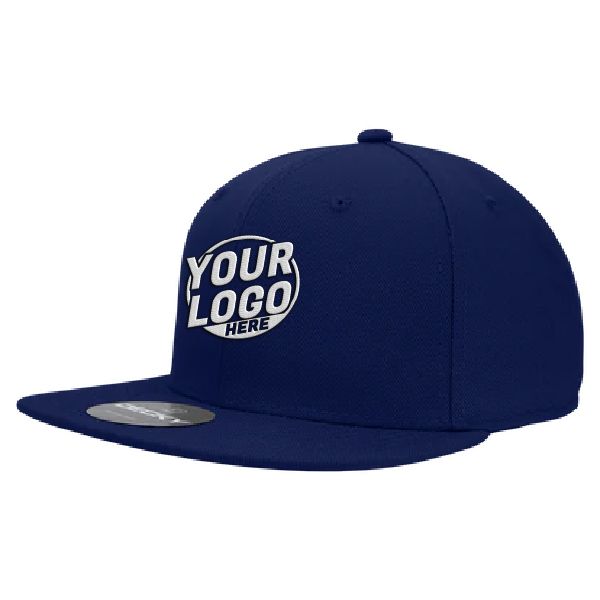 RP1 Baseball 6 Panel High Profile Structured Acrylic / Polyester Flat Bill Fitted Navy Blue Hat 167