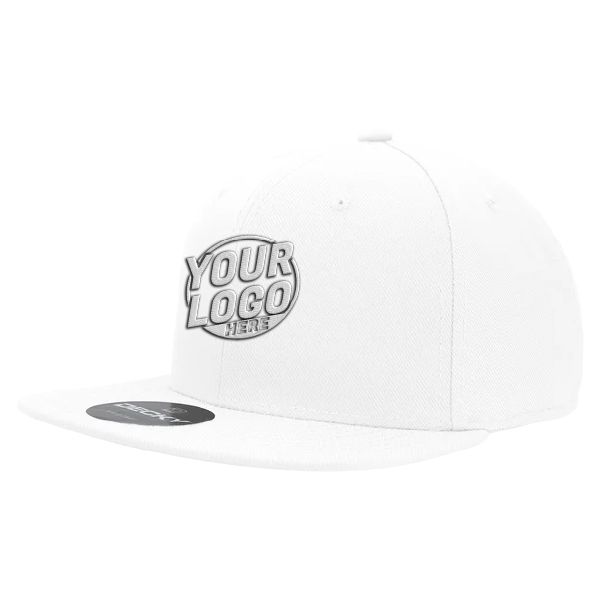 RP1 Baseball 6 Panel High Profile Structured Acrylic / Polyester Flat Bill Fitted White Hat 179
