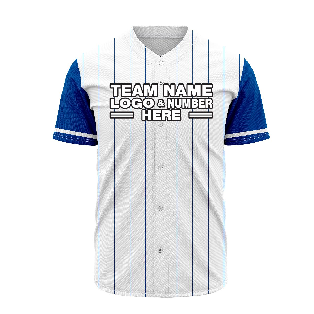 Custom Fully Sublimated Vertical Stripes Seven Pattern White Blue Performance Baseball Softball Full Buttons Jersey 16801