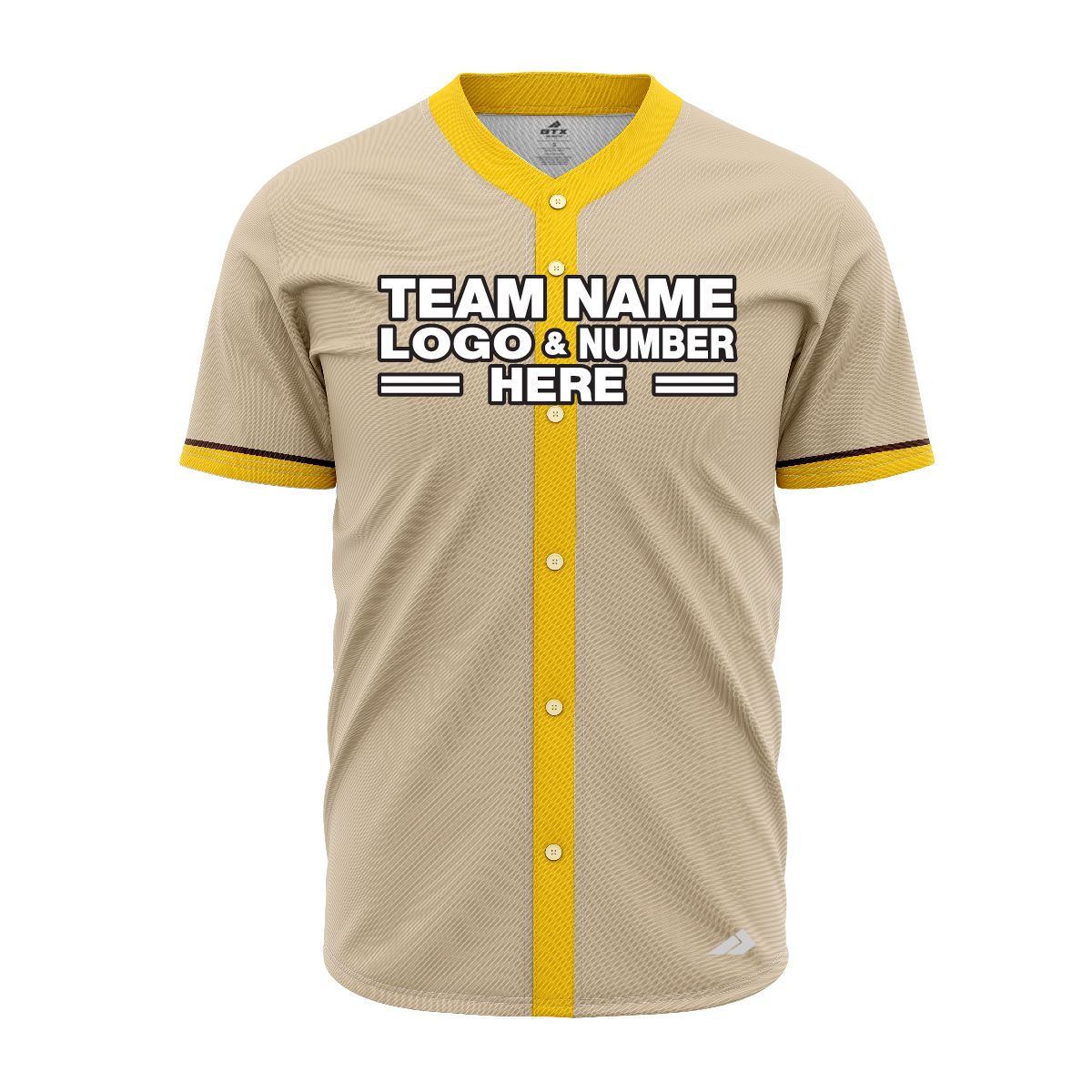 Custom Fully Sublimated Solid Two Pattern Vintage Brown Yellow Performance Baseball Softball Full Buttons Jersey 16855
