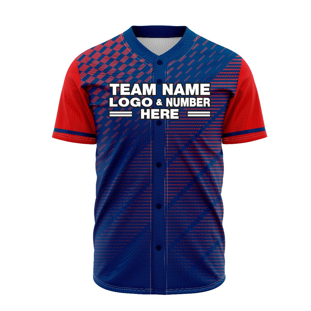 Custom Fully Sublimated Unique Three Pattern Blue Red Performance Baseball Softball Full Buttons Jersey 16888
