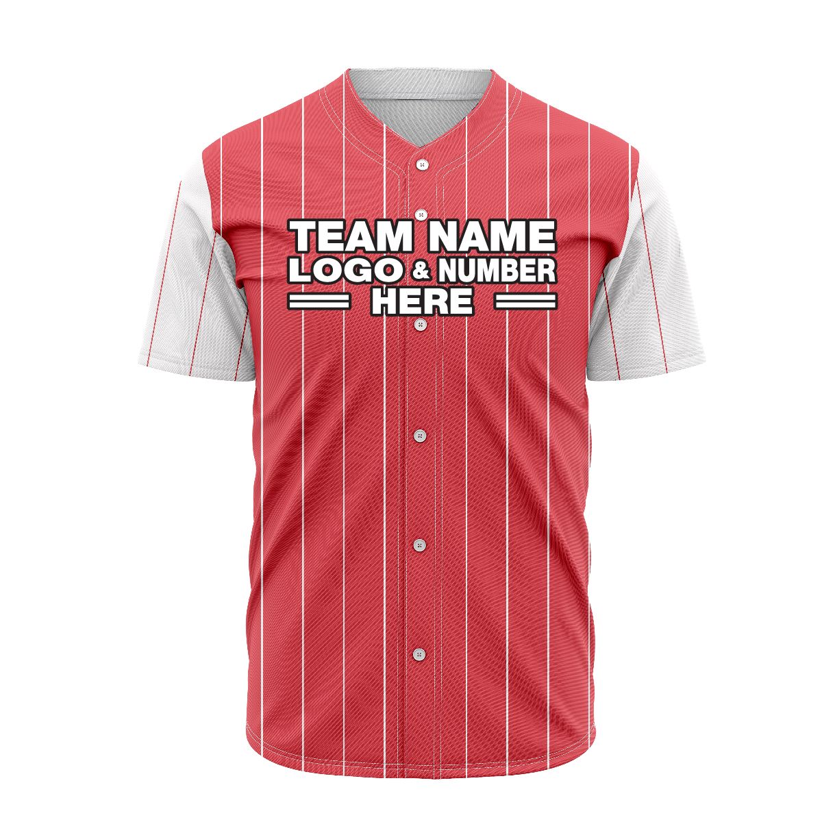 Custom Fully Sublimated Vertical Stripes Six Pattern Pink White Performance Baseball Softball Full Buttons Jersey 16787
