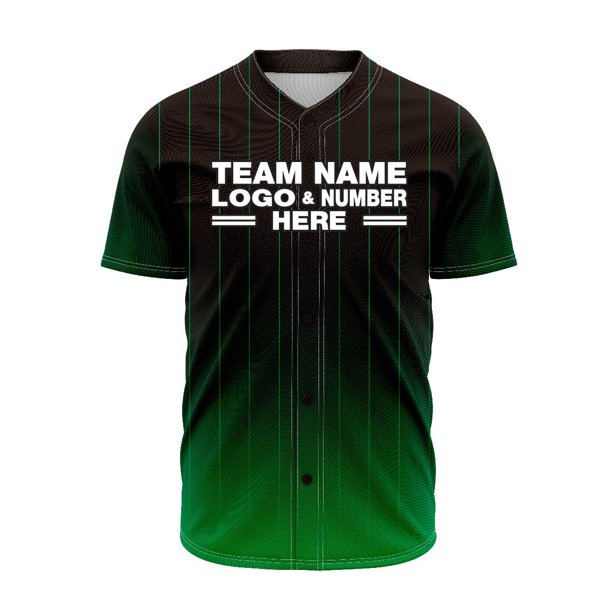 Custom Fully Sublimated Vertical Stripes Faded Pattern Dark Green Performance Baseball Softball Full Buttons Jersey 16788